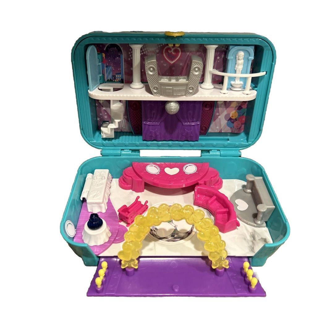 2017 Polly Pocket Hidden Places Dance Par-taay Party- Travel Party Playset Purse